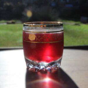 Vintage Victoria Crystal Whiskey Glasses – Gold Trim – Rocks Glass Set – Holiday